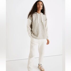 Madewell Quilted-Sleeve Grey Hoodie Sweatshirt